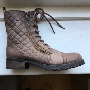 Womans Mossimo Target Quilted Brown Combat Boots 8